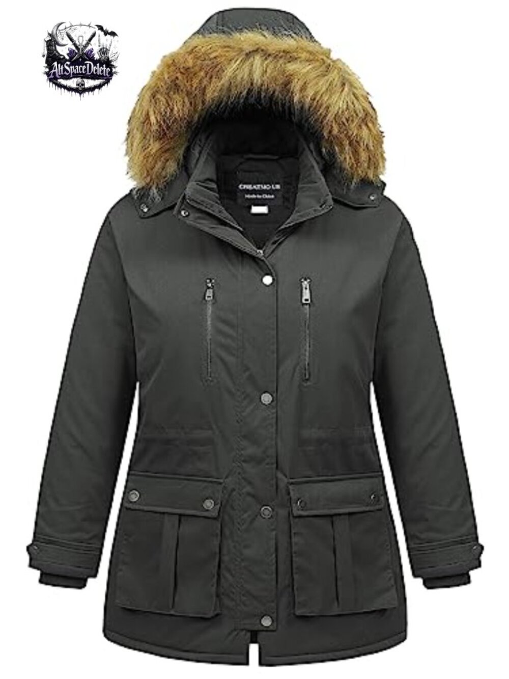 Plus Size Waterproof Long Puffer Parka Winter Coat with Fur Hood
